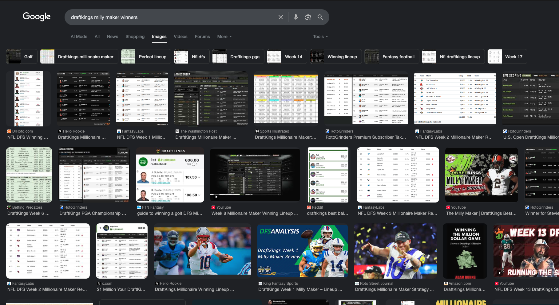 Milly Maker Tracker winner search page